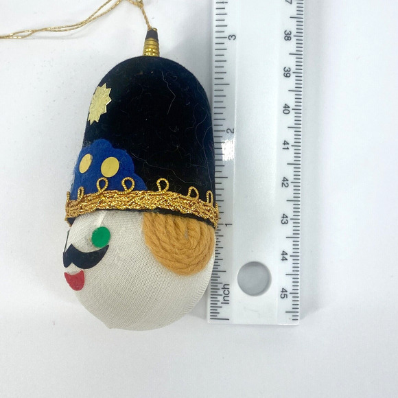 Vintage Japan Ornaments Soldier Head Nylon Felt Yarn Christmas Green Blue - Picture 8 of 15